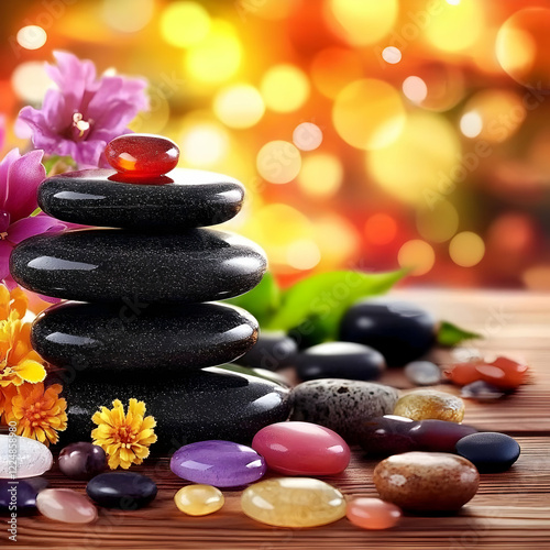 Black Stones and Colorful G...