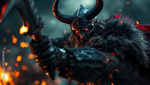 Fierce Viking Warrior in Battle Dramatic Artwork
