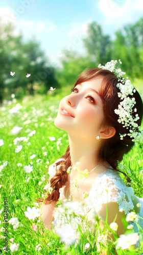 Young Woman in White Dress ...