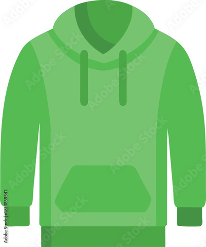 A bright green hoodie with a hood and a pocket is displayed.