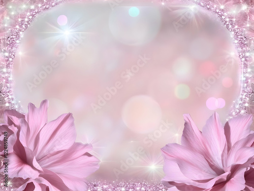 Pink Flowers Frame a Sparkl...