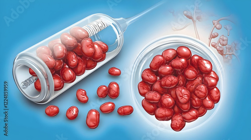Red Biological Cells in Lab...