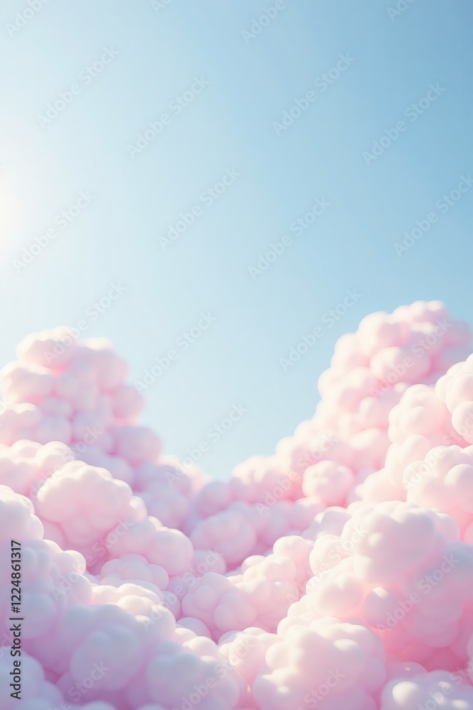 Fototapeta premium Dreamy Pink Cloudscape Soft Fluffy Pastel Heaven