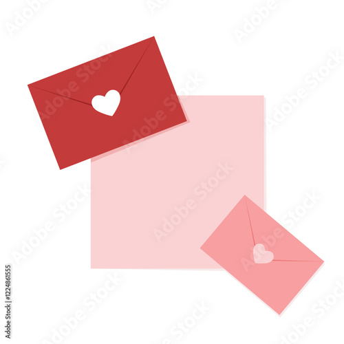 Love letter. White card with White paper envelope mockup vector. free space for text. copy space. Valentine's card vector.