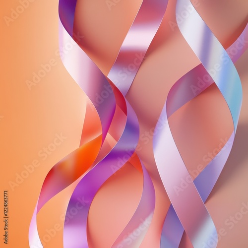 Wallpaper Mural Abstract Swirling Ribbons: A Symphony of Peach, Purple, and Pink Hues Torontodigital.ca