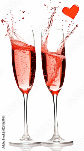 Two Champagne Flutes Overfl...