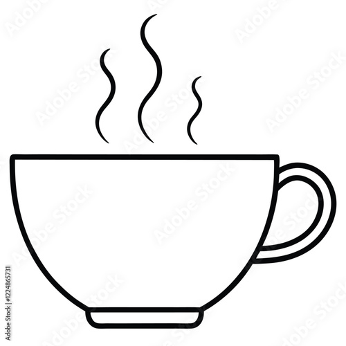 A simple tea cup icon with a curved handle and a bit of steam rising.