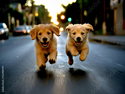 Two Golden Retriever Puppie...