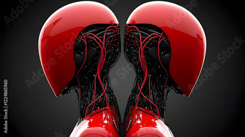 Two Red and Black Robotic H...