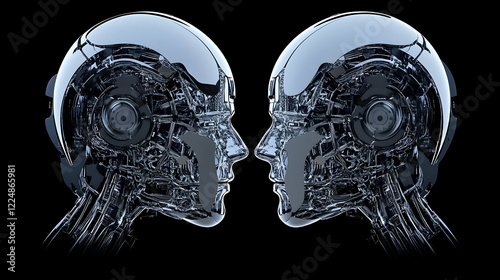 Two Futuristic Robot Heads ...