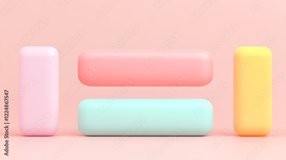 Soft Pastel Colored Rectangles Arranged on Pink Background for Minimalistic Design and Modern Aesthetic Soft Pastel Colored Rectangles Arranged on Pink Background for Minimalistic Design and Modern Aesthetic