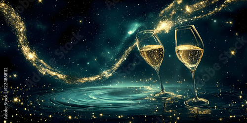 Two Champagne Glasses Toast...