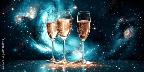 Three Champagne Flutes Fill...