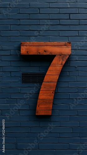 Wooden Number Seven Mounted...