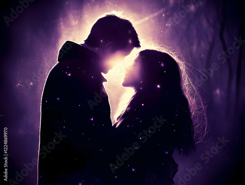 Silhouetted Couple Shares I...