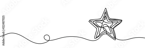 Starfish linear background. Hand drawn sea star. Vector illustration.