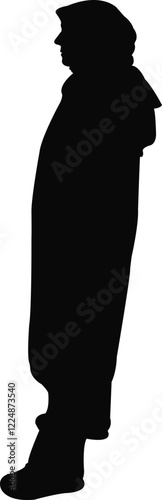a woman with headscarf, silhouette vector