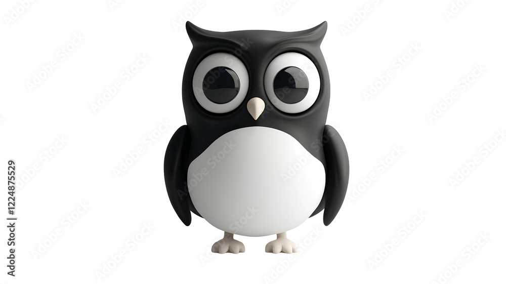 Fototapeta premium 3d rendering black and white owl