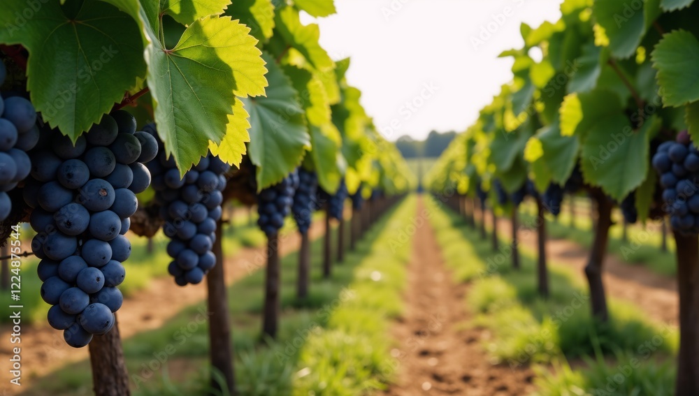 Naklejka premium High-resolution photo of an organic vineyard emphasizing its sustainable charm