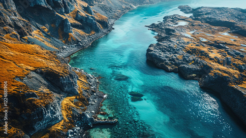 coral reef in the sea Aerial view photography