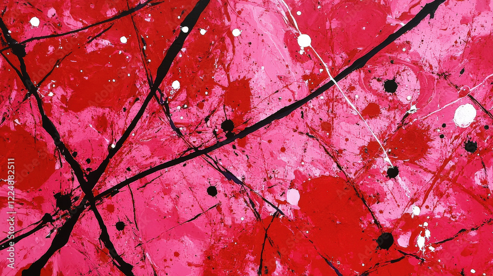 Expressive Red and Pink Paint Splatter Composition Expressive Red and Pink Paint Splatter Composition