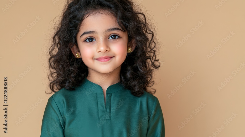 Fashionable Indian Girl Smiling in Green Dress Photo.Fictional Character Created By Generative AI Fashionable Indian Girl Smiling in Green Dress Photo.Fictional Character Created By Generative AI