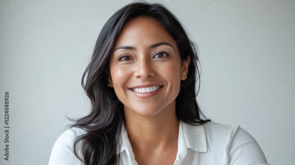 Portrait of a Smiling Mexican WomanFictional Character Created By Generative AI Portrait of a Smiling Mexican WomanFictional Character Created By Generative AI