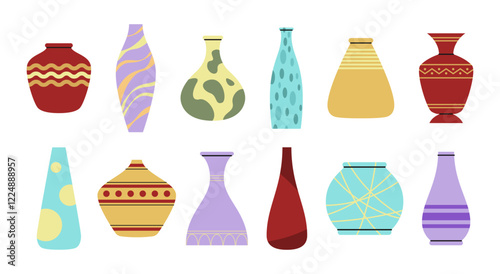 Set of vector isolated vases