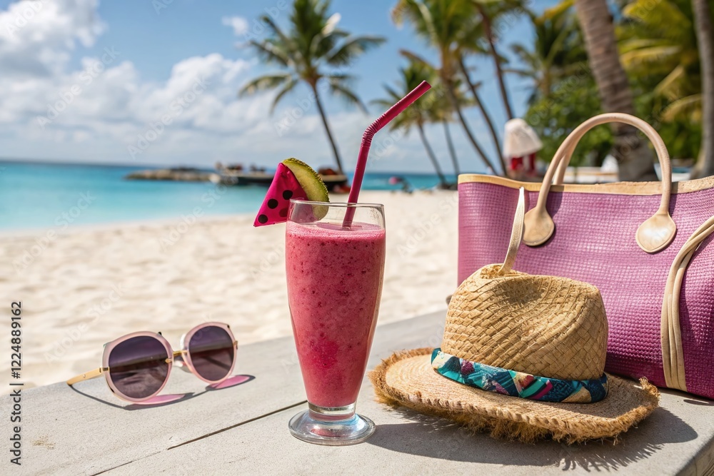 Refreshing Pink Dragon Fruit Smoothie in Summer Fashion Photography Refreshing Pink Dragon Fruit Smoothie in Summer Fashion Photography