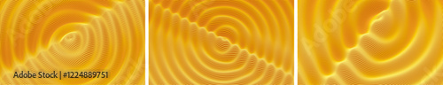 3D wavy background with ripple effect. Grid surface with particle. Vector illustration for cover, card, postcard, interior design, banner, poster, brochure or presentation.