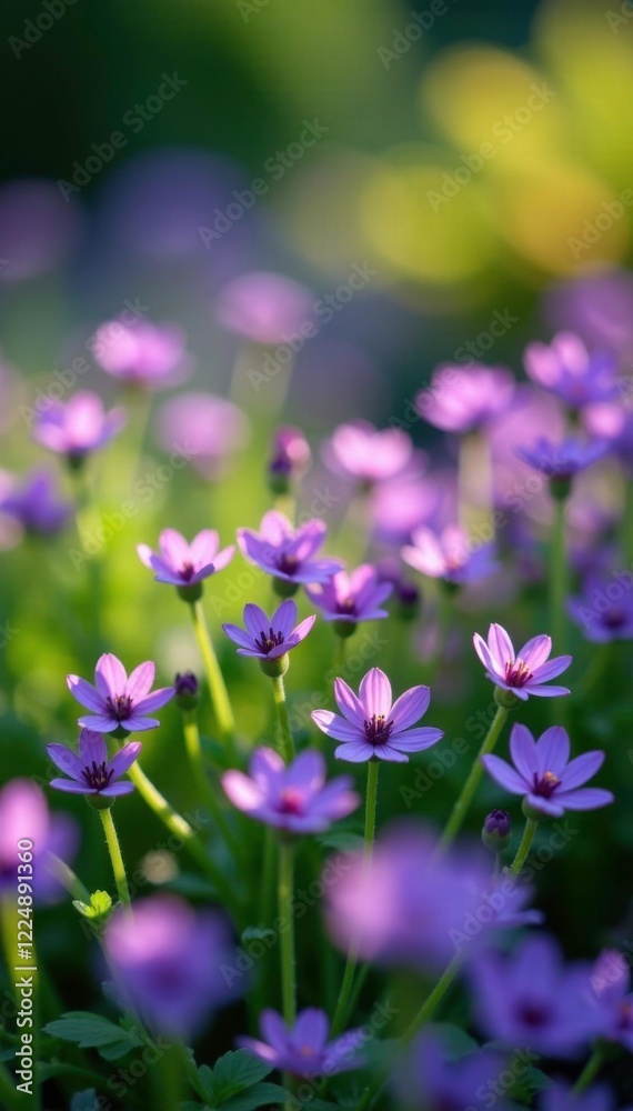 Fototapeta premium Tiny purple flowers create a colorful tapestry in the garden, herb, small, purple