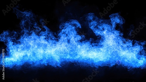 Blue flame effect on black background abstract fire graphic design element energy concept