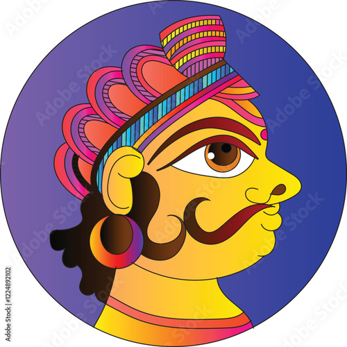 Gods servant or Sevak as they are known were drawn in Indian folk art, Kalamkari style. for textile printing, logo, wallpaper	
