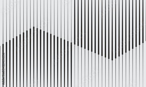 Abstract art geometric background with vertical lines. Optical illusion with waves and transition.
