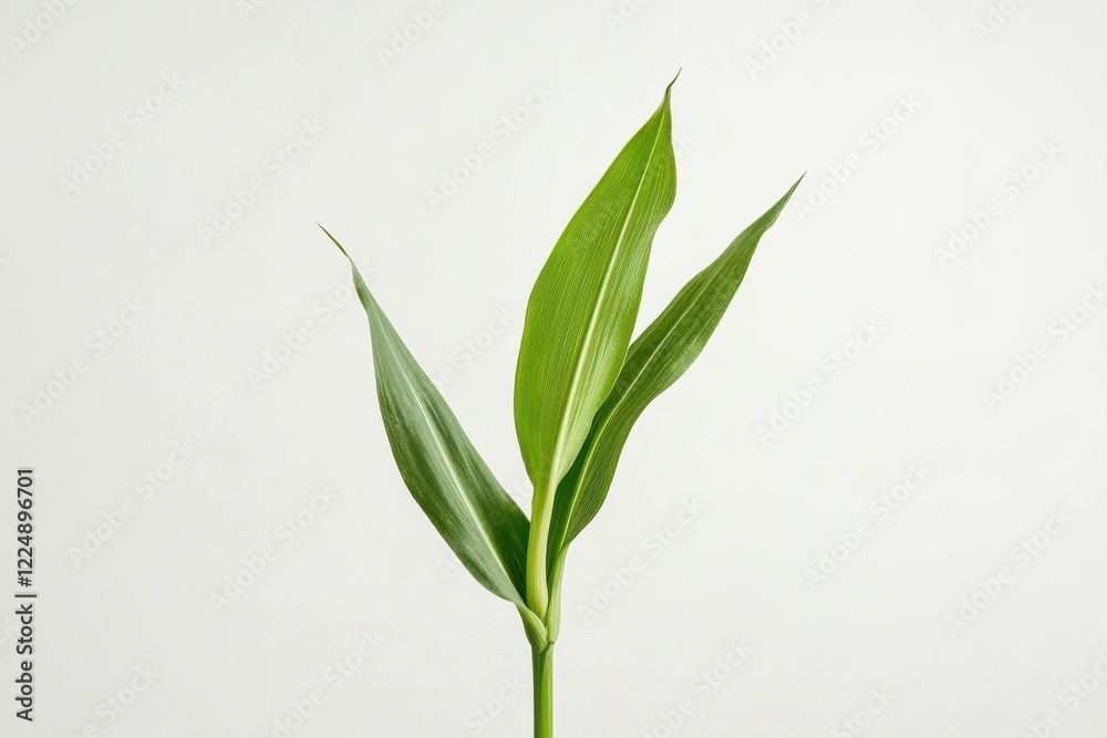 Fototapeta premium Green plant with long leaves against a light background showcasing natural growth and beauty