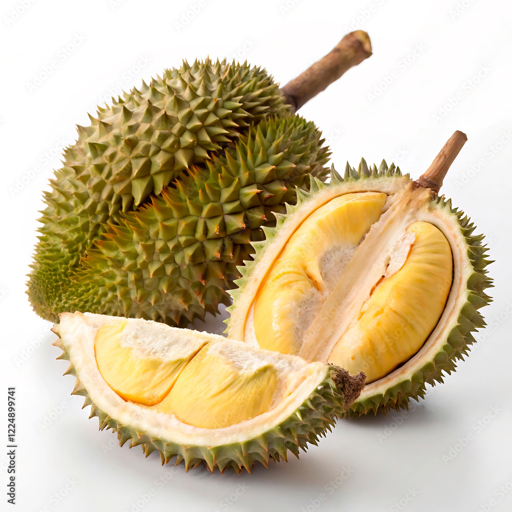 durian on white background