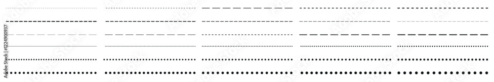 Dotted and dashed line dividers collection vector