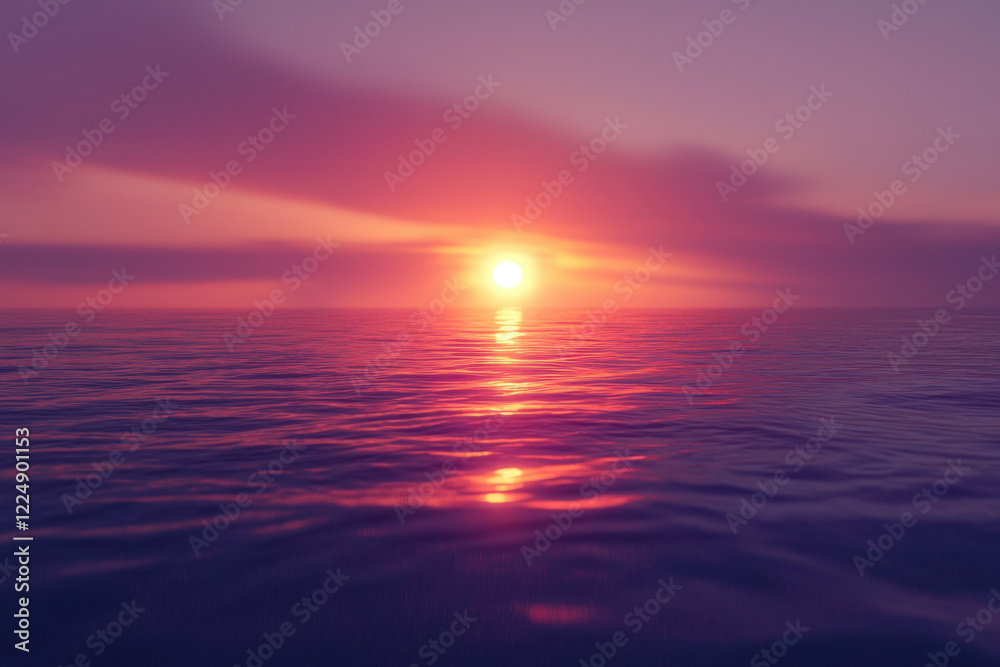 Fototapeta premium Dramatic ocean sunset with golden light reflecting on gentle waves