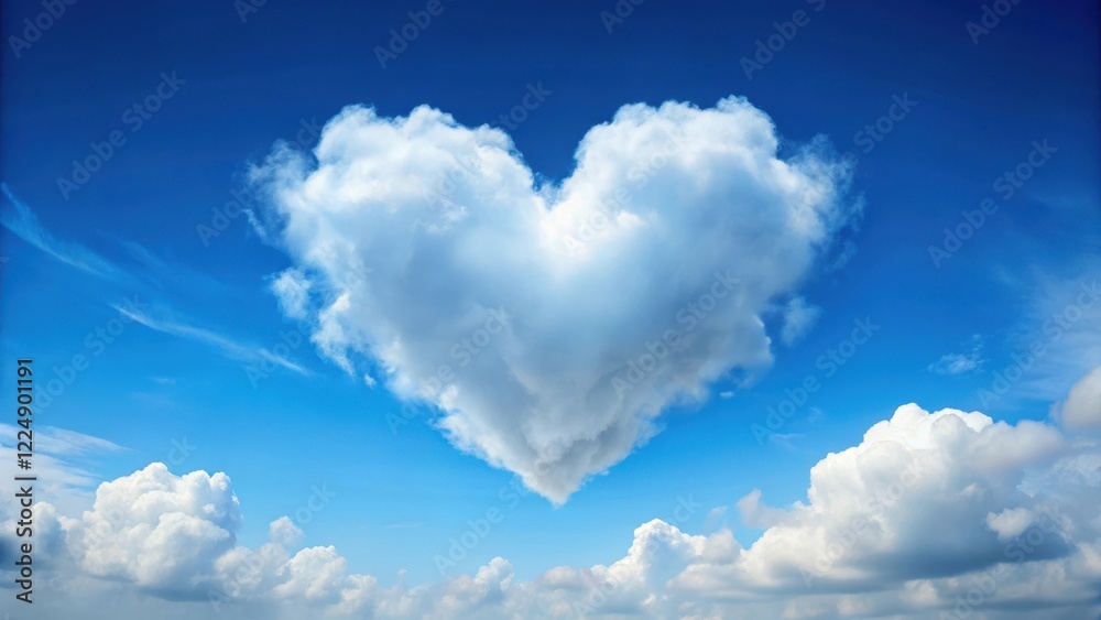 Heart-shaped cloud in the blue sky, landscape, serene, landscape, serene, white clouds, atmospheric conditions, weather Heart-shaped cloud in the blue sky, landscape, serene, landscape, serene, white clouds, atmospheric conditions, weather