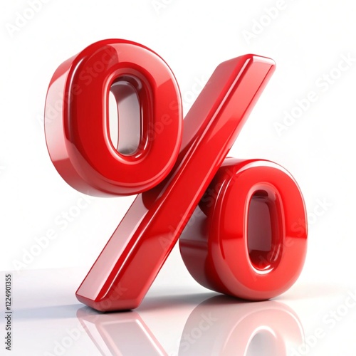 3D Rendered Red Percentage Sign for Discount Promotions