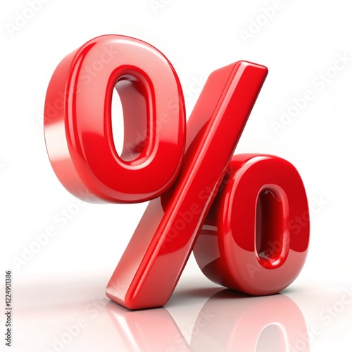 3D Rendered Red Percentage Symbol Isolated on White