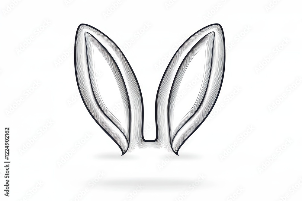 Abstract Minimalist Design of Rabbit Ears on a Soft White Background for Creative Projects Abstract Minimalist Design of Rabbit Ears on a Soft White Background for Creative Projects
