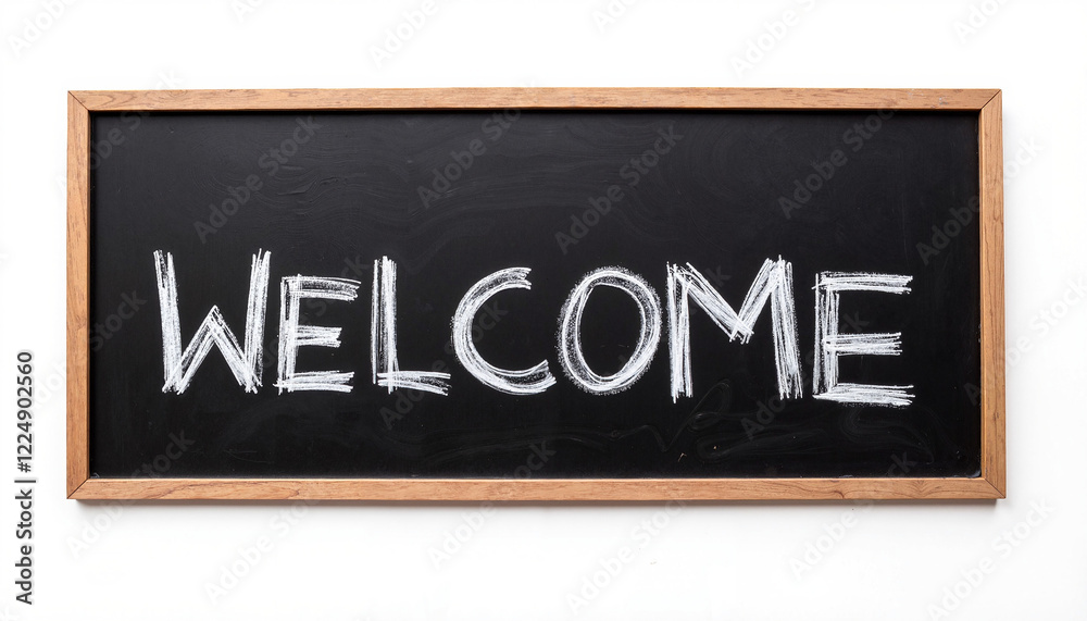 Fototapeta premium Welcome Message on a Chalkboard for Back to School with Copy Space