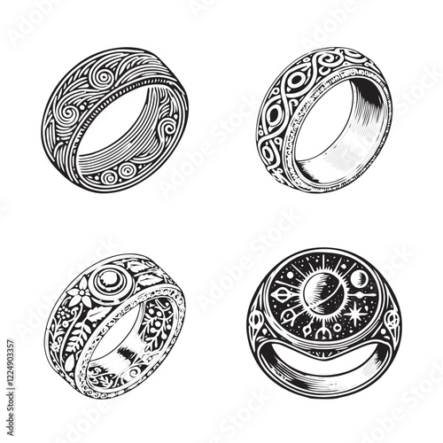 Elegant Ring Silhouette on White Background

