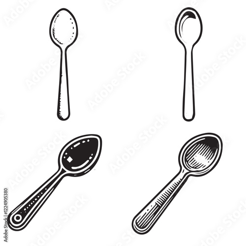 Classic Spoon Silhouette on White Background


