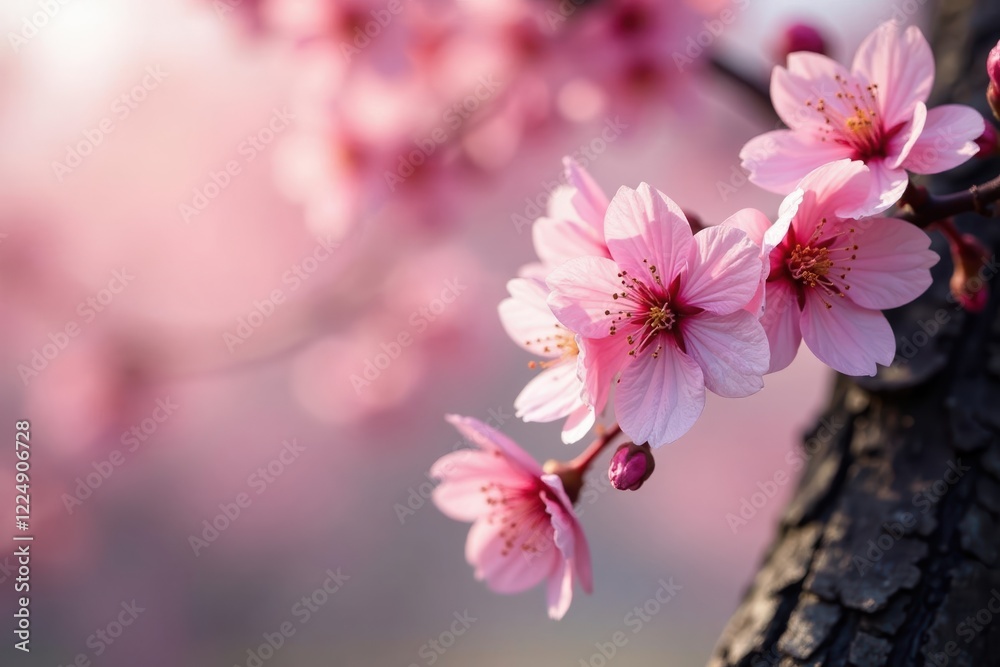 Trunk covered in delicate pink cherry blossom petals, flower, cherry blossoms, tree Trunk covered in delicate pink cherry blossom petals, flower, cherry blossoms, tree