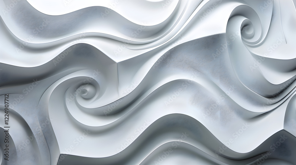 Obraz premium Abstract swirling patterns in white create a dynamic and textured visual experience.