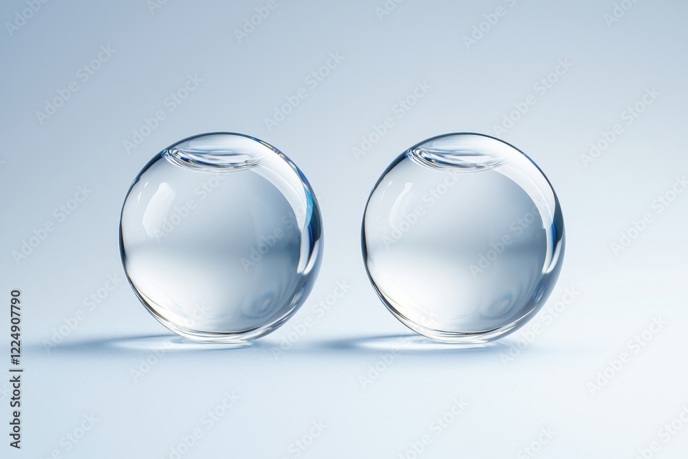 Realistic Transparent Water Droplets on a Soft Light Background for Stock Use Realistic Transparent Water Droplets on a Soft Light Background for Stock Use