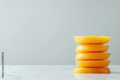 Fresh Orange Slices Arranged Neatly on a Light Background for Culinary Use