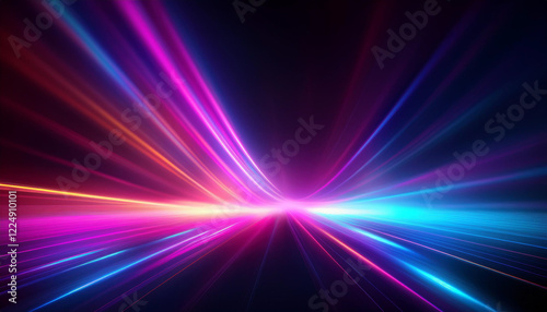 Purple blue pink digital fractal ultraviolet radiance soft texture background. Dark black empty space. Neon blur glow. Color light overlay. Copy space.